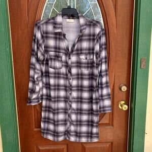 Bobbie Brooks Black/White Plaid Tunic Top Size 2X